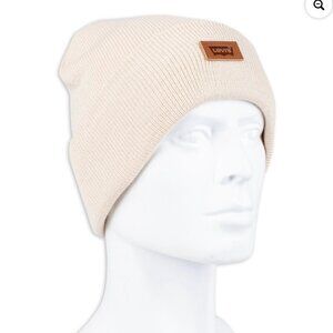 Levi's tan logo leather patch men's beanie